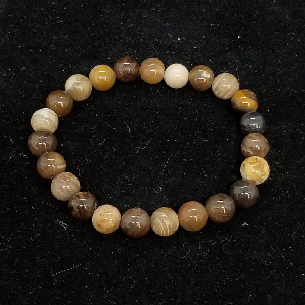 Crystal Bracelets - Petrified Wood, 8 mm