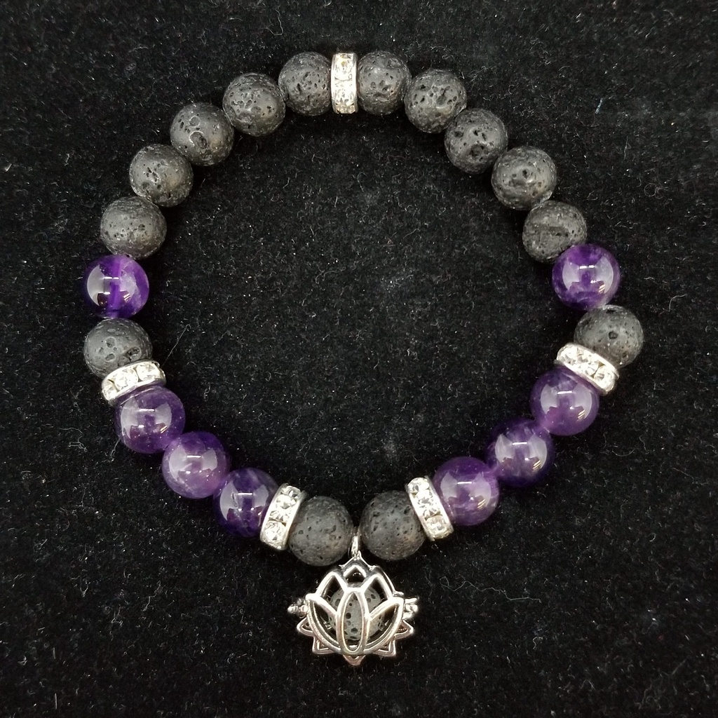 [32150209295] Amethyst Lava Stone Aromatherapy Bracelet