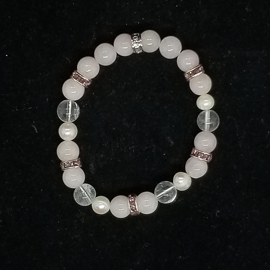 [321502181805] Rose Quartz and Pearl Bracelet
