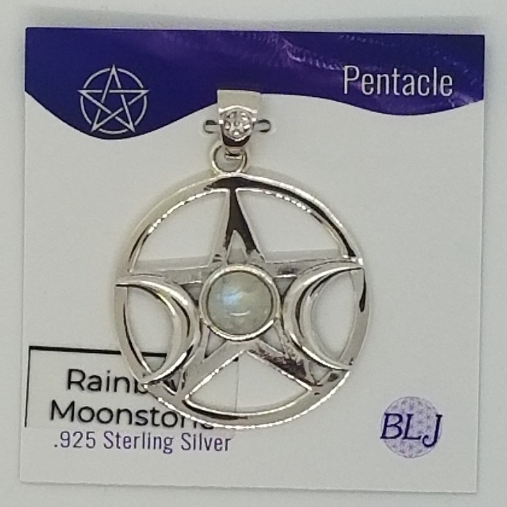 Triple Moon Pentacle w/ Rainbow Moonstone