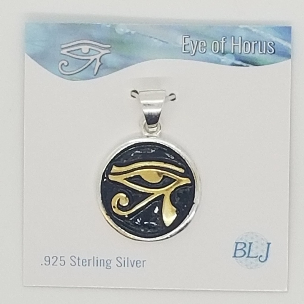 [121504027538] Black and Gold Eye of Horus Pendant