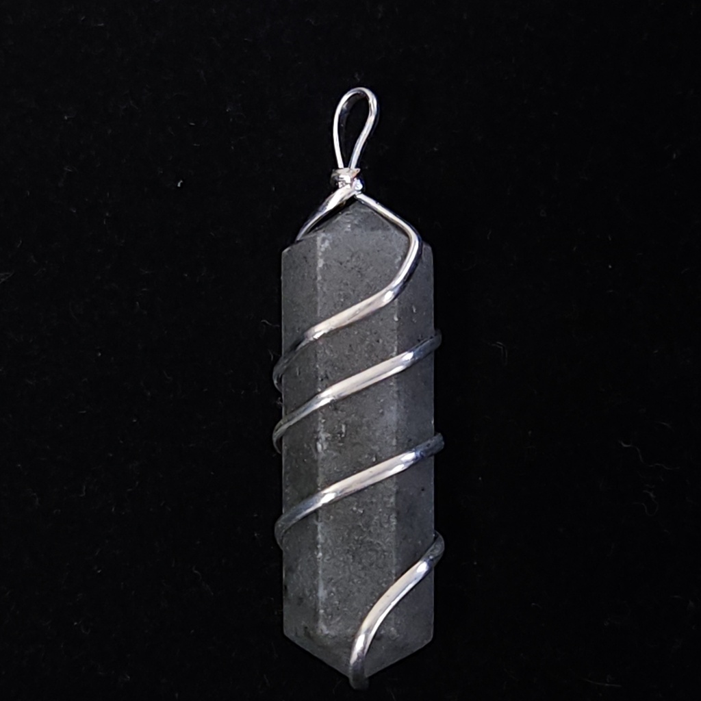 Wire Wrapped Grey Aventurine Pendant