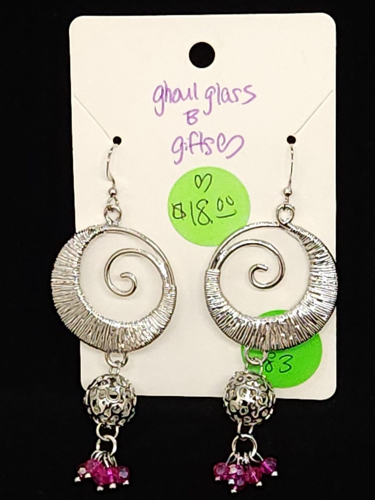 [5015051483] Pink Dangly Moon Earrings (ER83)