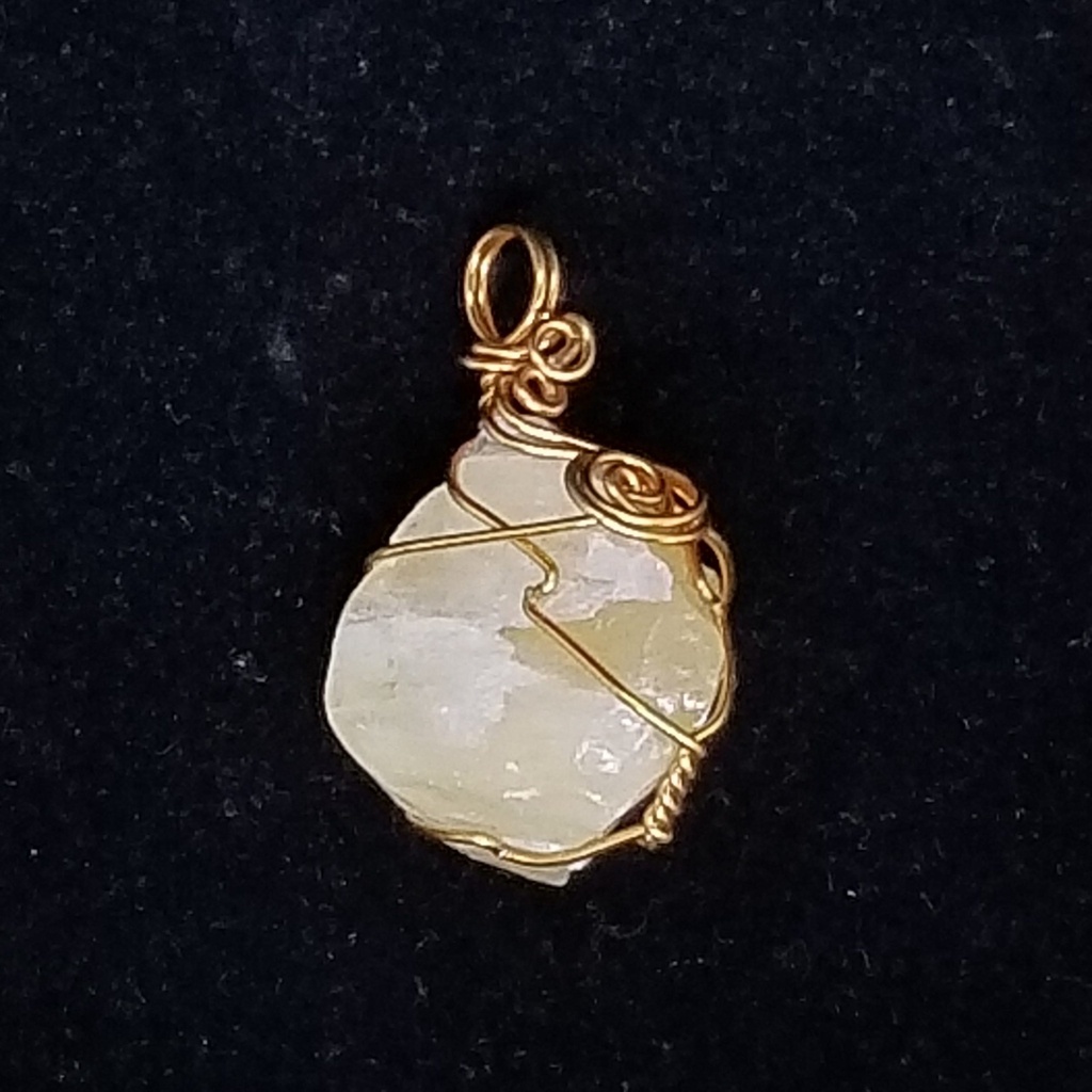 [681504031515] #15 Copper-Wrapped Orange Calcite Pendant