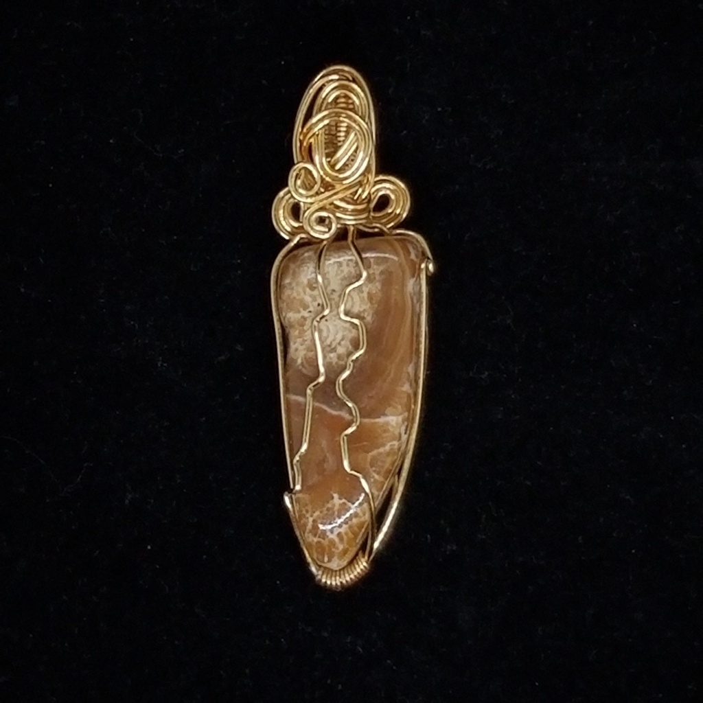 [681504032210] #10 Gold-Wrapped Stone Pendant