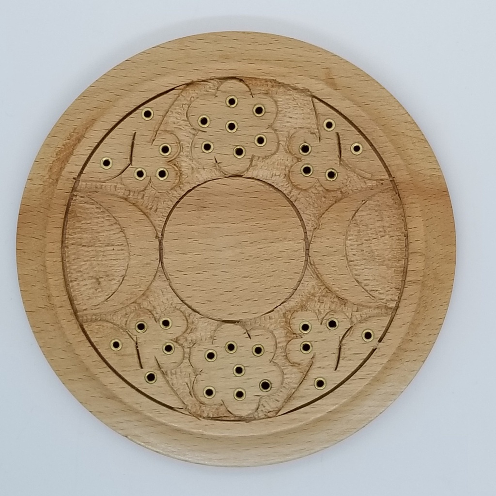 [163101010205] Triple Moon Carved Wooden Ash Catcher