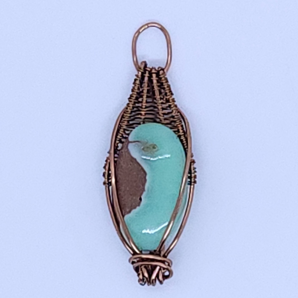 [07150435107] Chrysoprase Wire-Wrapped Pendant