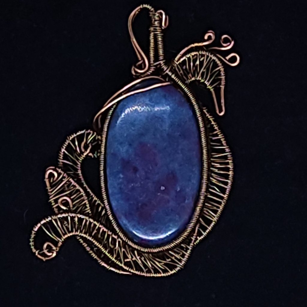 [07150435307] Ruby Kyanite Wire-Wrapped Pendant