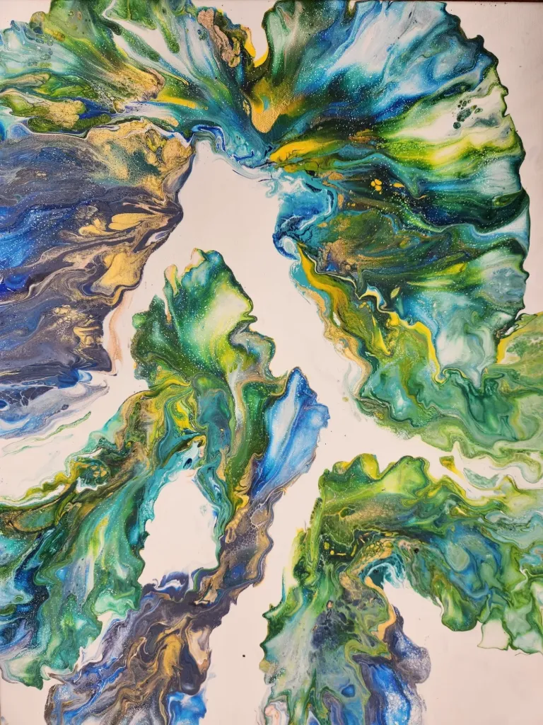 [071317201604] "Green Flow" painting