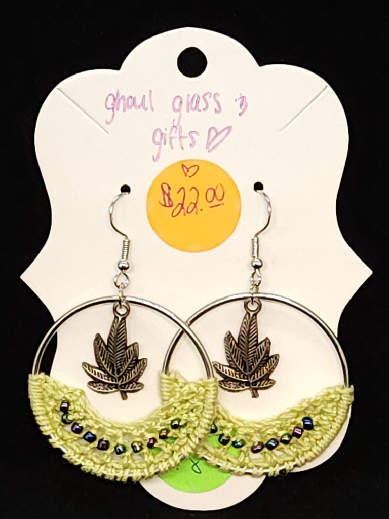 Green Leaf Crochet Earrings (ER98)
