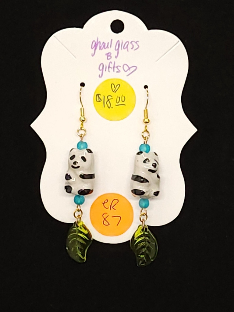 Leafy Panda Earrings (ER87)