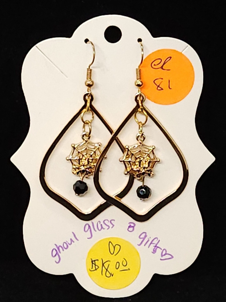 [5015051481] Fancy Gold Spiderweb Dangle Earrings (ER81)