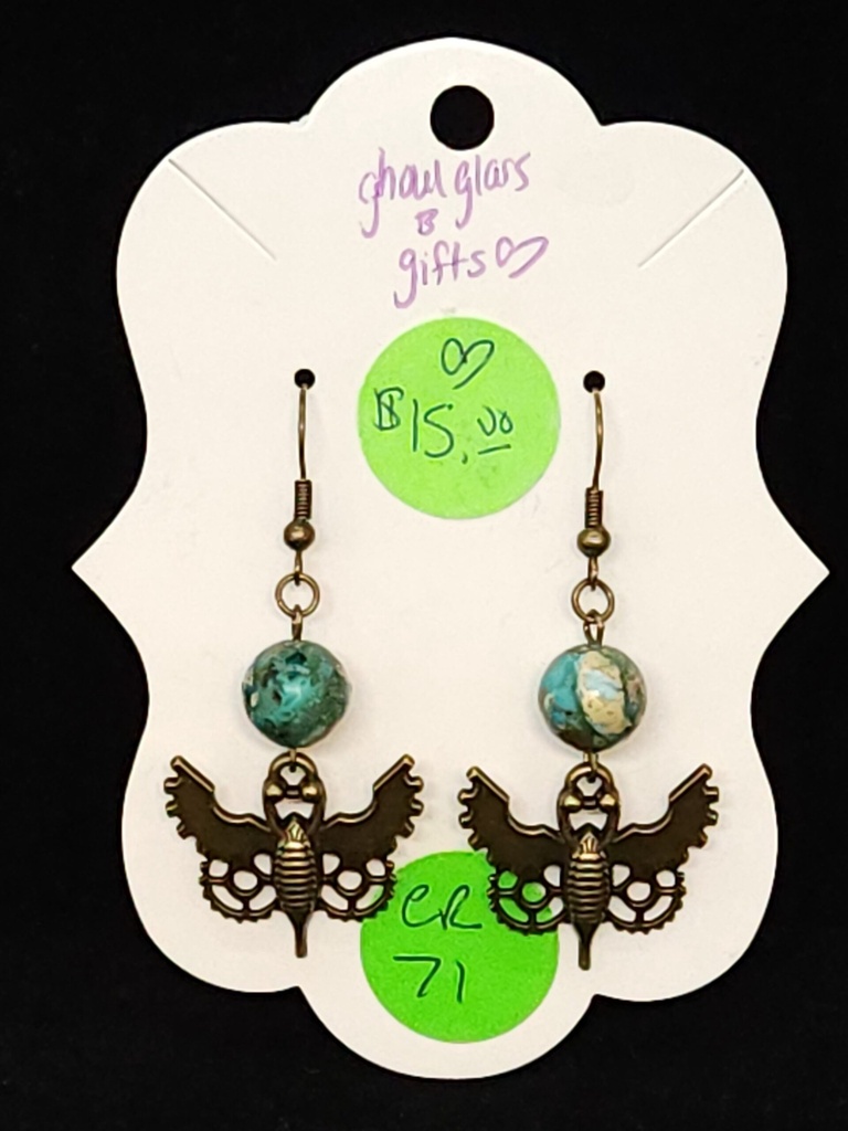 [5015051471] Earthy Steampunk Moth Earrings (ER71)