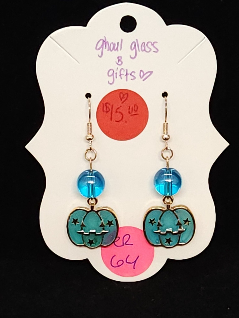 [5015051464] Blue Pumpkin Earrings (ER64)