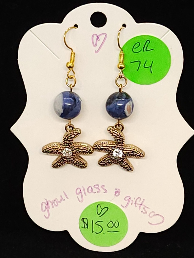 [5015051474] Ocean Blue Starfish Earrings (ER74)