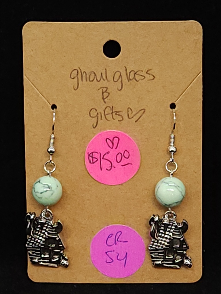 Minty Haunted House Earrings (ER54)