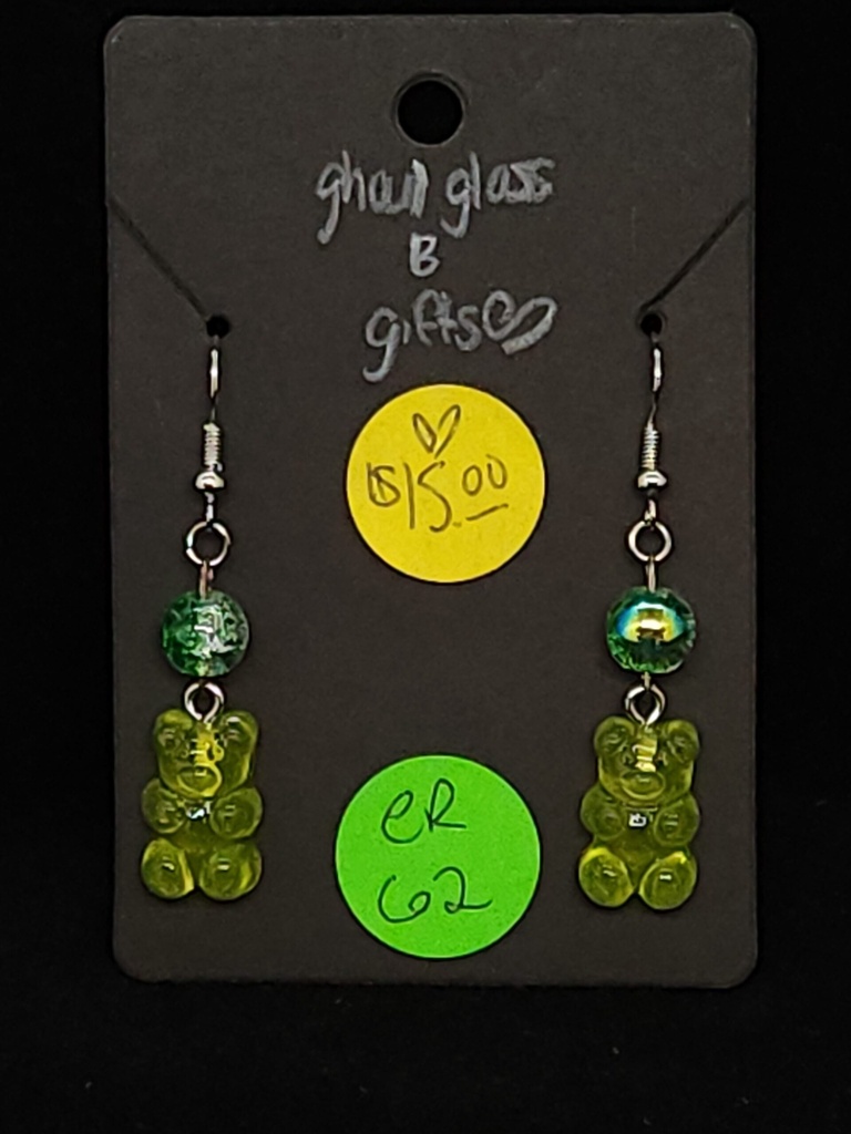 [5015051462] Green Gummy Bear Earrings (ER62)