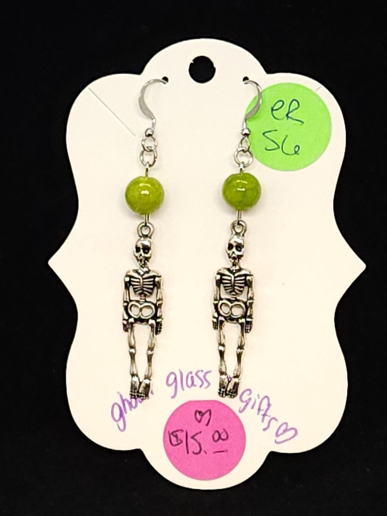 [5015051456] Lime Skeleton Earrings (ER56)