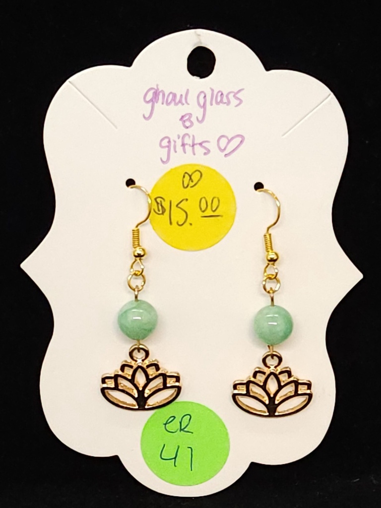 [5015051441] Mint Lotus Earrings (ER41)