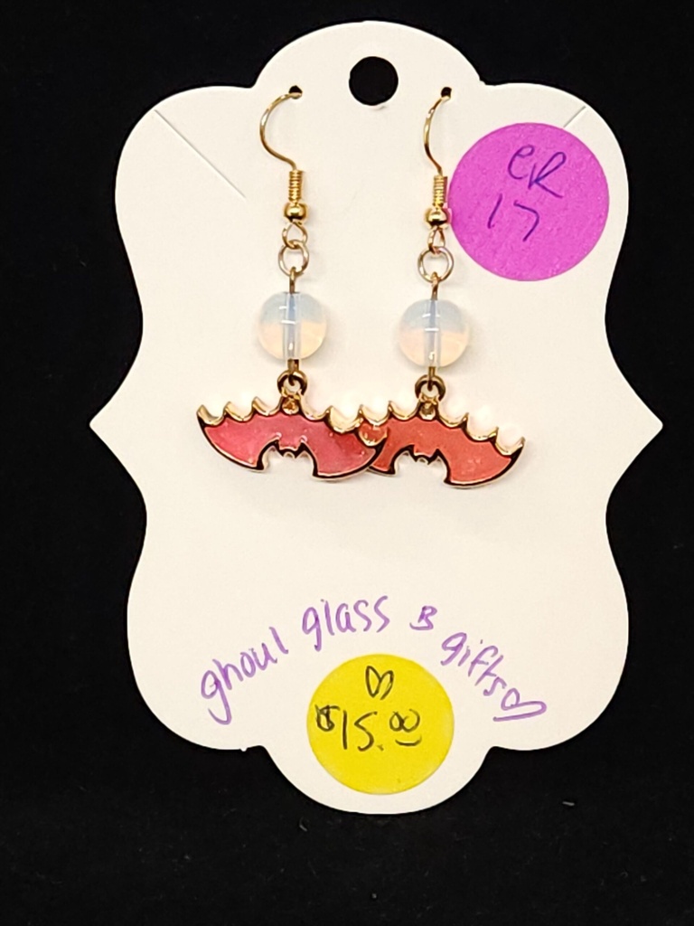 [5015051417] Opalite/Pink Bat Earrings (ER17)