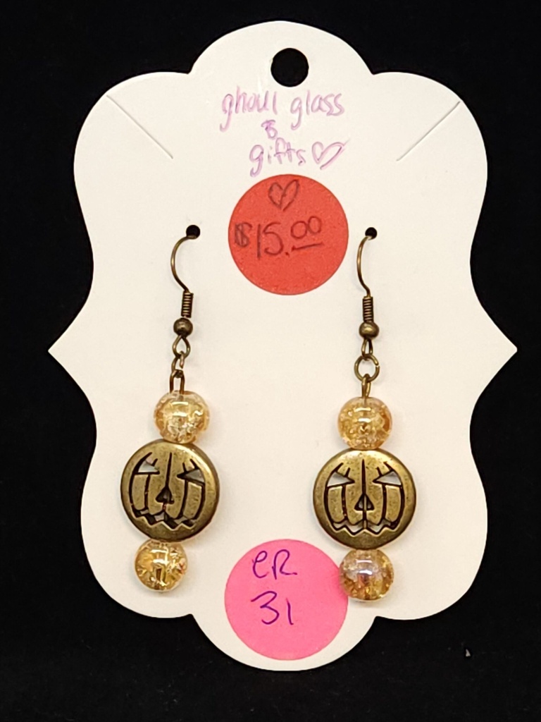 [5015051431] Vintage Champagne Pumpkin Earrings (ER31)
