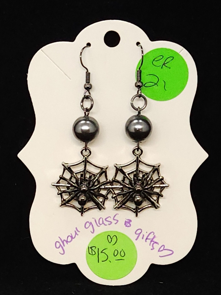 [5015051421] Metallic Spiderweb Earrings (ER21)
