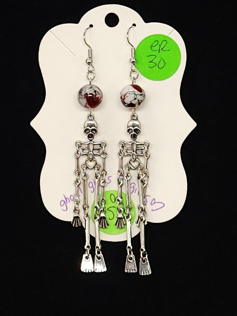 [5015051430] Bloody Dangly Skeleton Earrings (ER30)