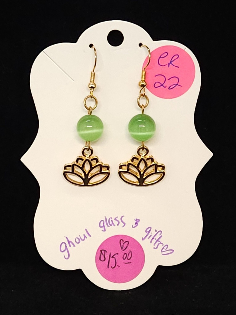 [5015051422] Lime Lotus Earrings (ER22)