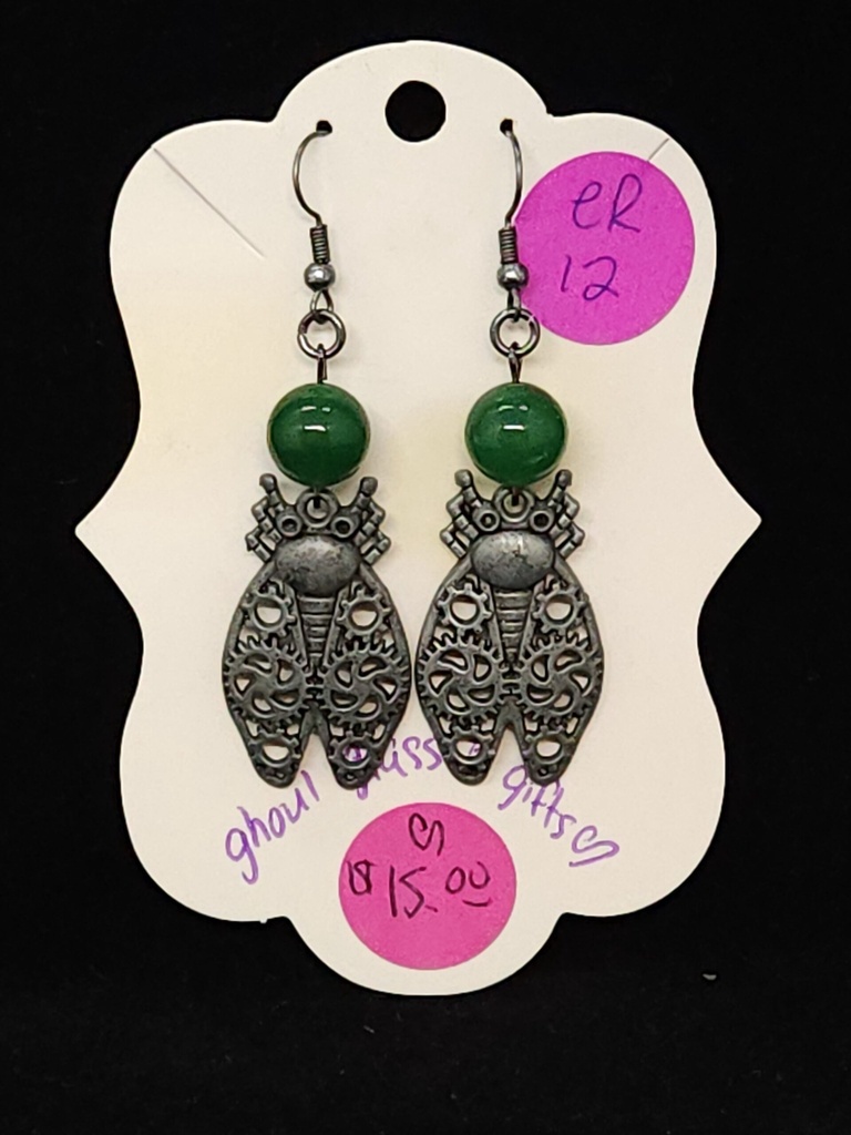 [5015051412] Jade Cicada Earrings (ER12)