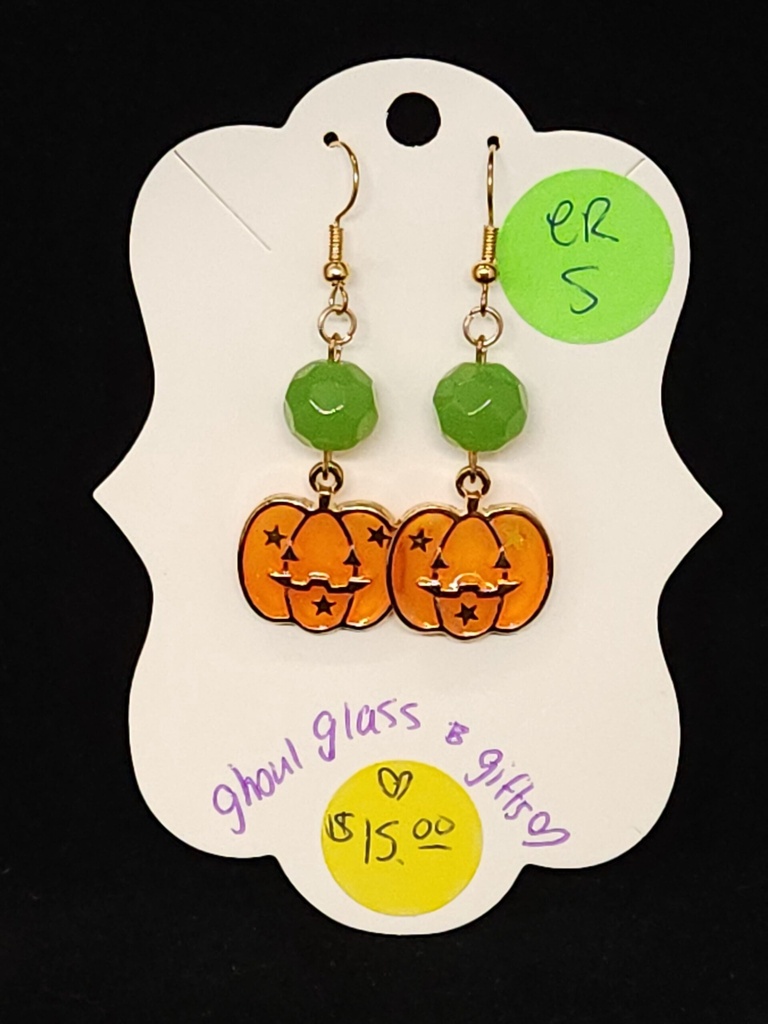 [5015051405] Orange/Green Pumpkin Earrings (ER5)
