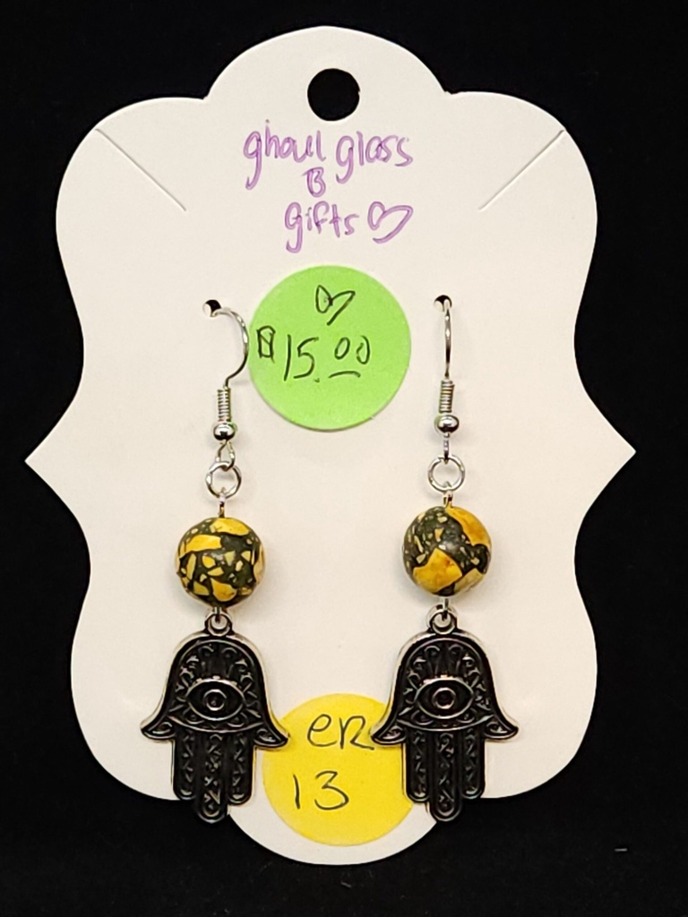 [5015051413] Bumblebee Hamsa Earrings (ER13)