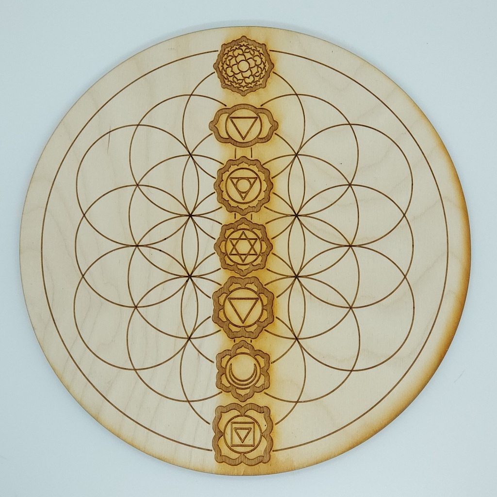 [7416021010] Wooden Chakra Crystal Grid