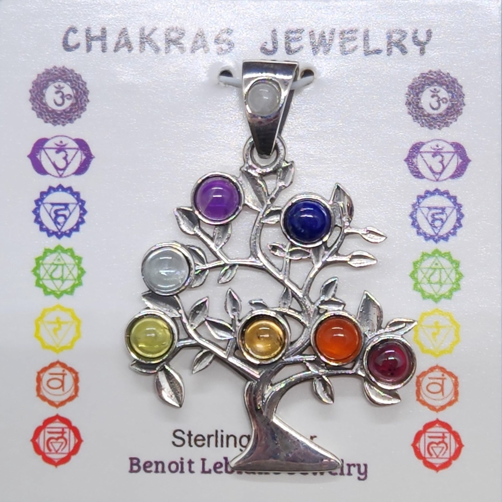 Tree Pendant with Chakra Stones