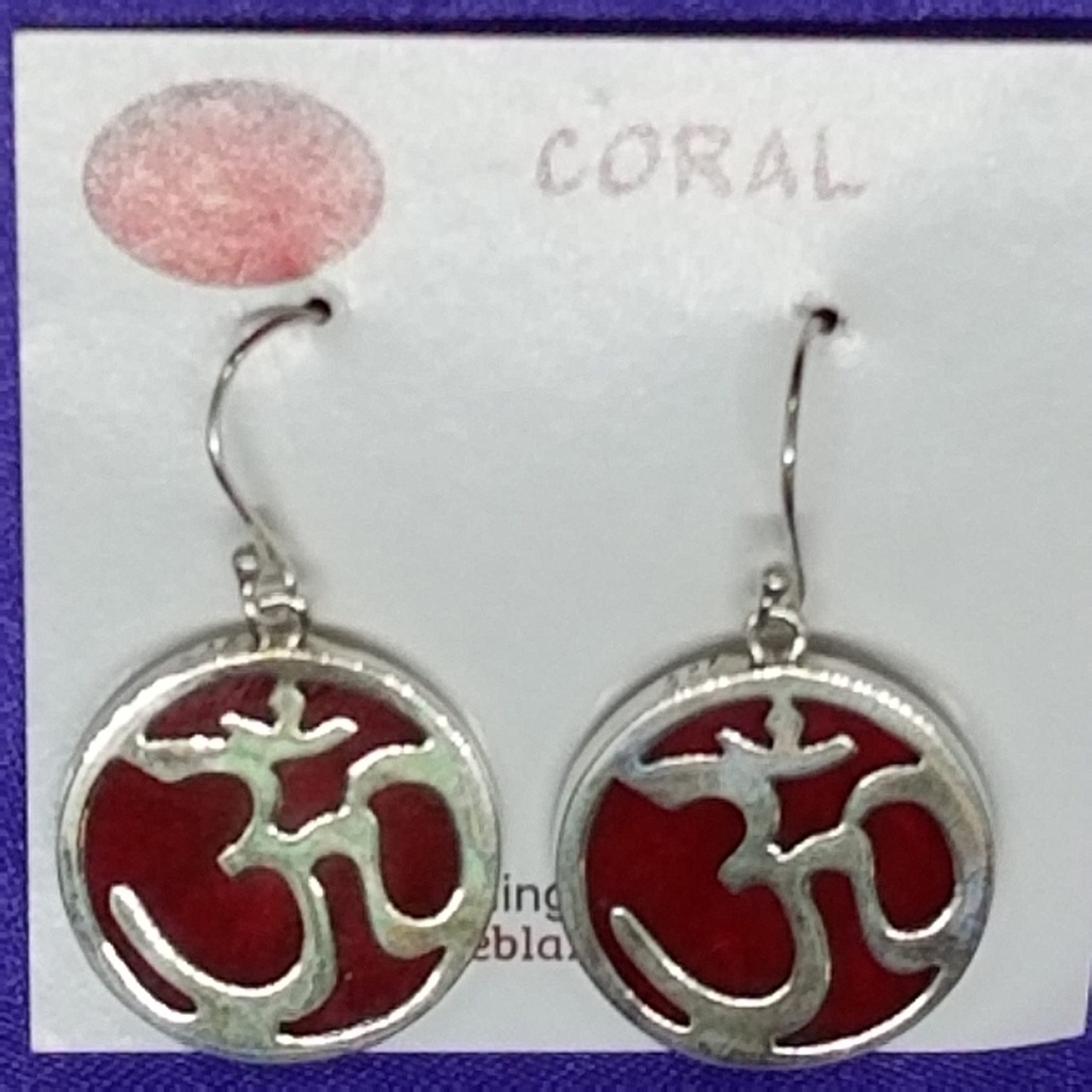 Coral Om Earrings