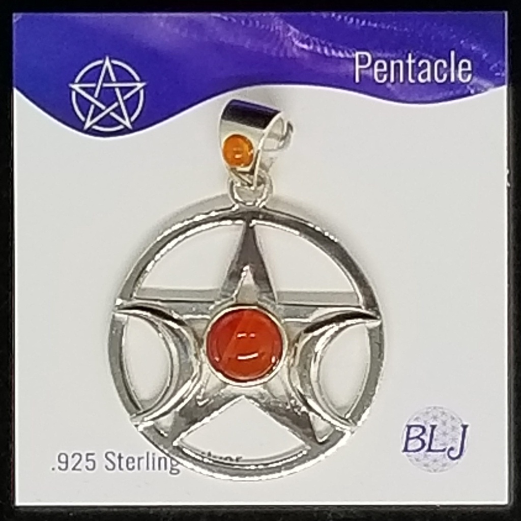 [1215040925] Triple Moon Pentacle w/ Carnelian