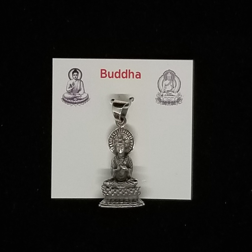 [1215040212198] Crowned on Lotus Buddha Pendant (silver)
