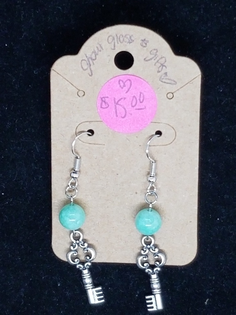 [50150502280] Minty Silver Key Earrings