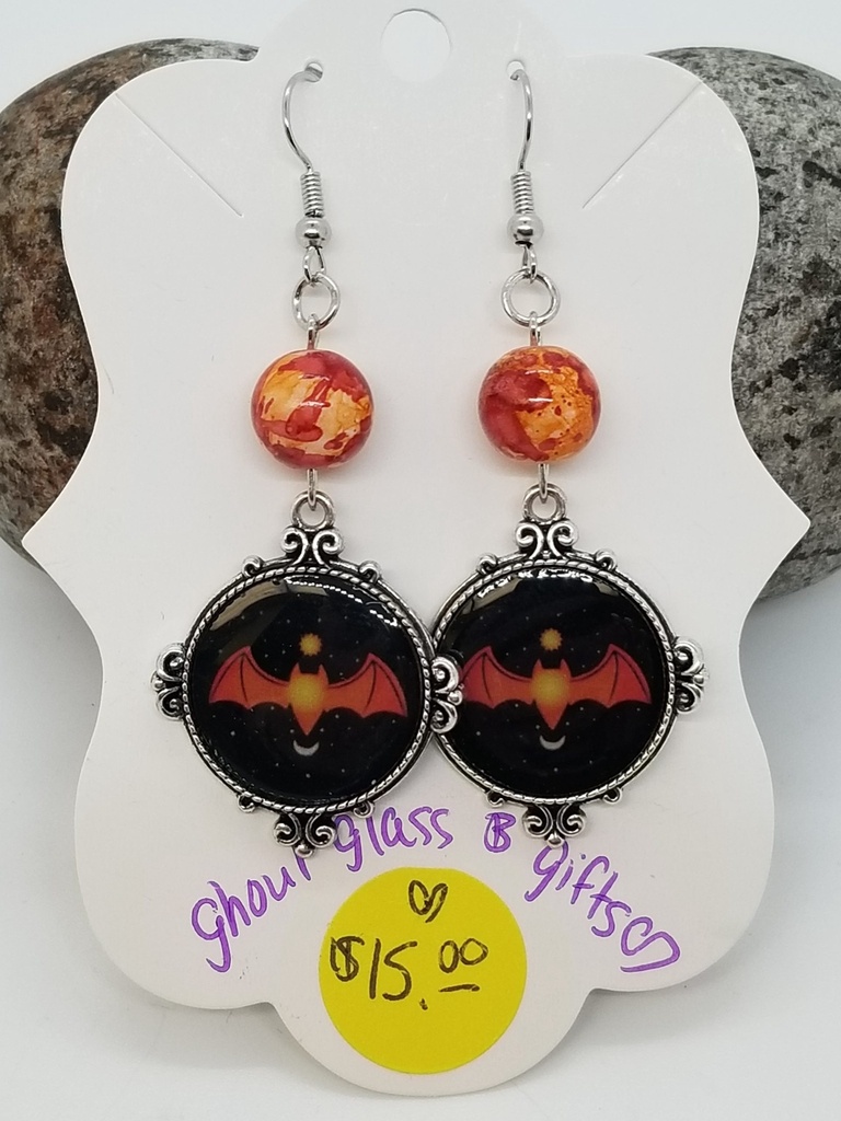 [5015057002] Red/Orange Bat Earrings