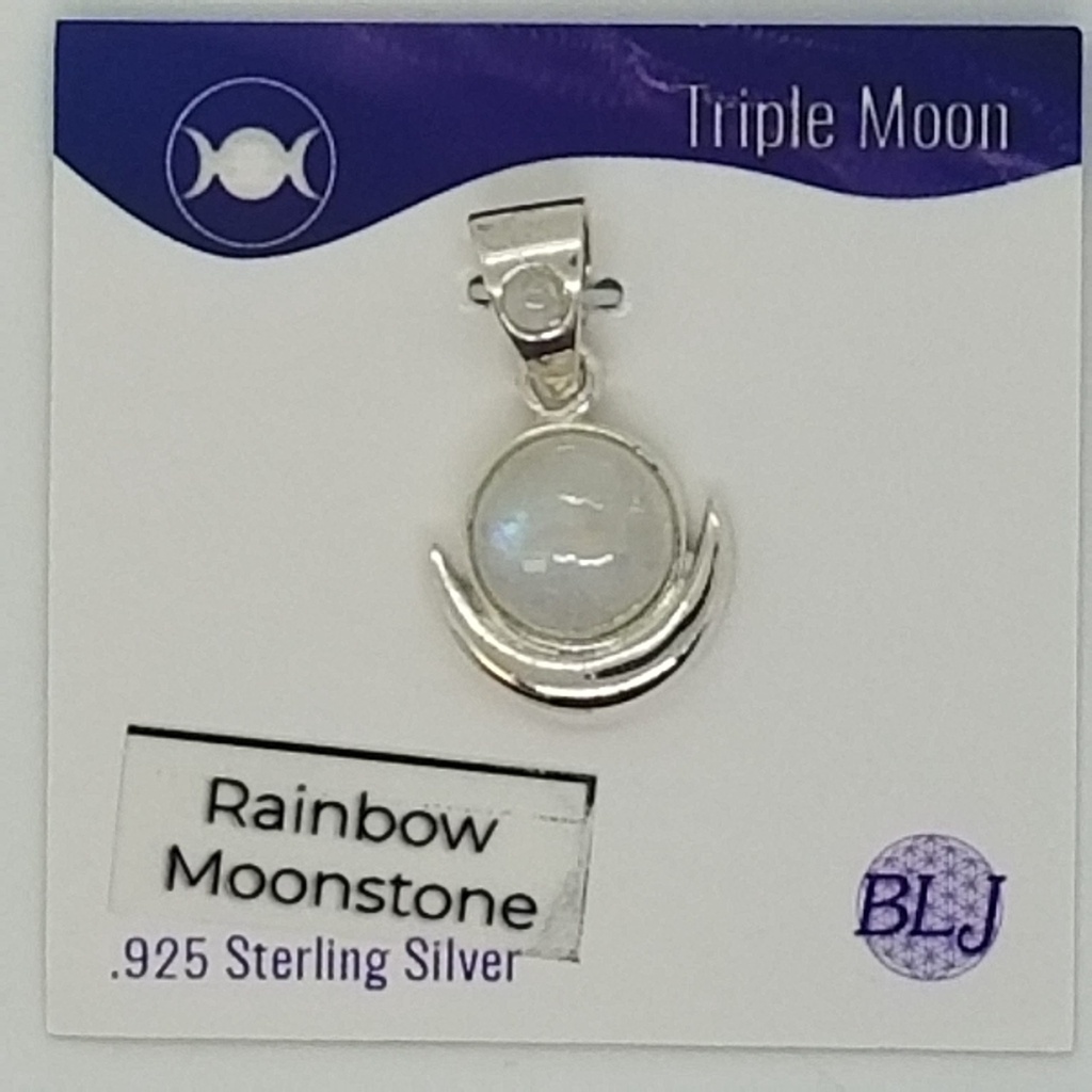 [121504022266] Full Moon Rainbow Moonstone Pendant