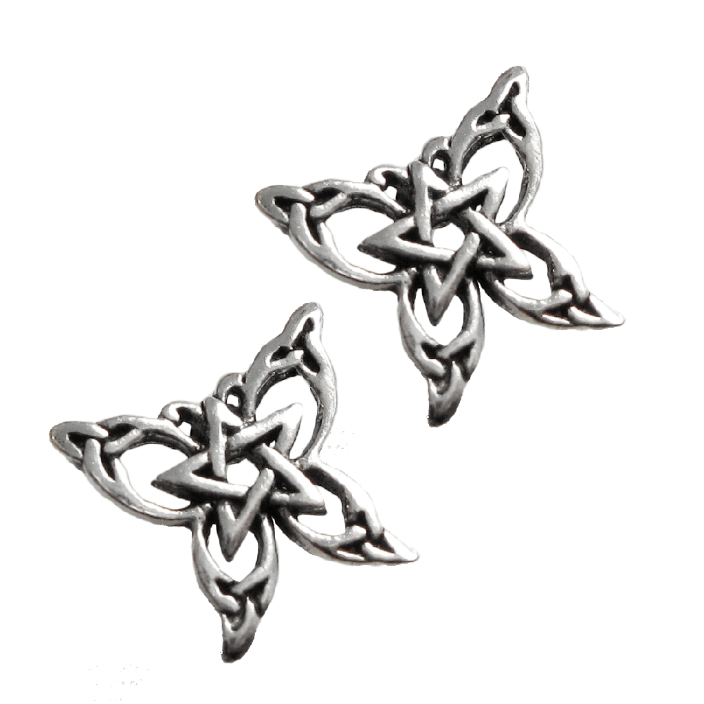[1415050233] Butterfly Pentacle Stud Earrings