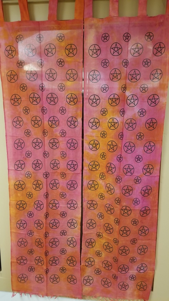 [1613087203] Orange Pentagram Curtains